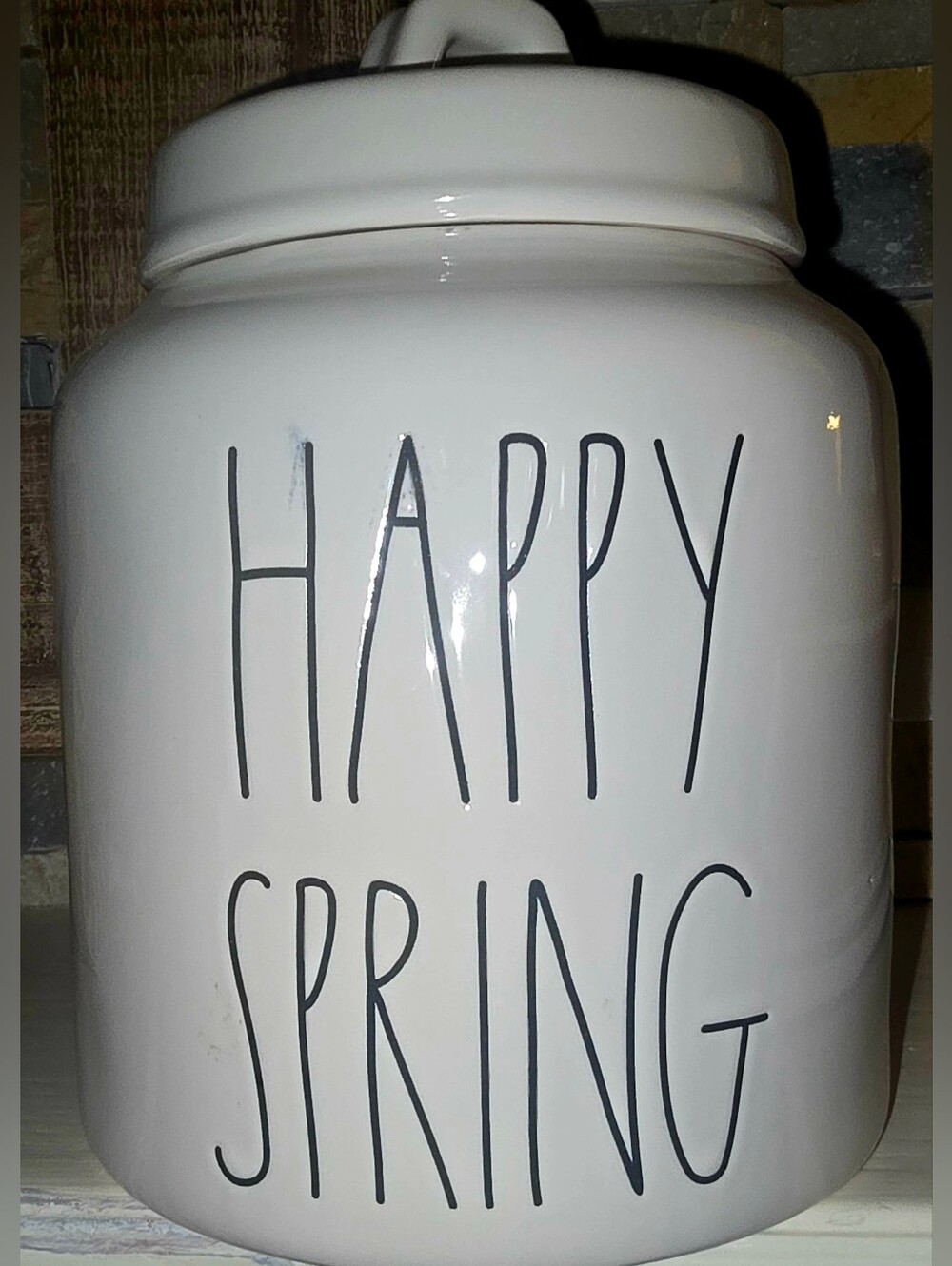 Rae Dunn "Happy Spring" Ceramic Canister